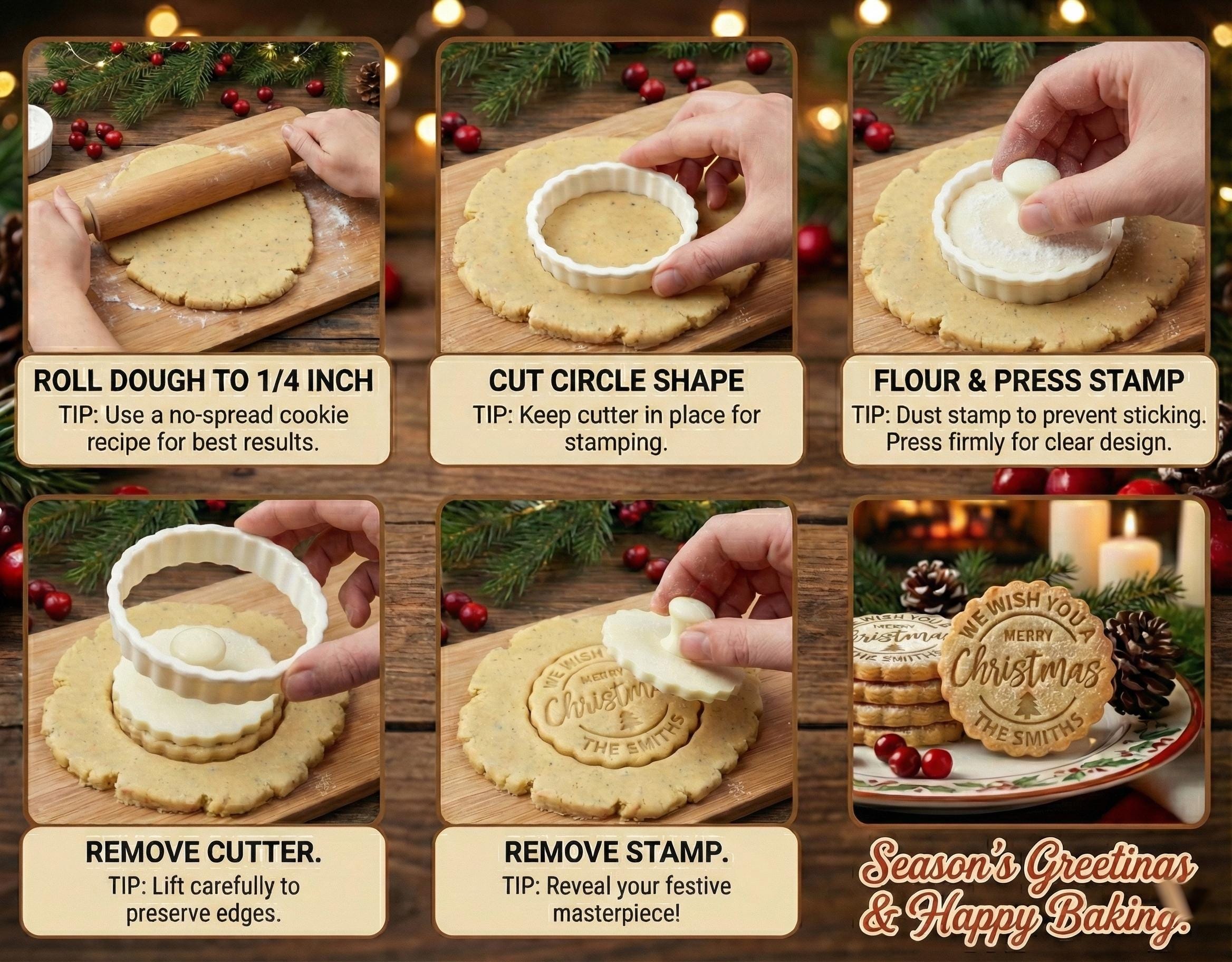 Personalized Cookie Cutter Stamp, Custom Family Name, Christmas Cookie Cutters, Baking Gift