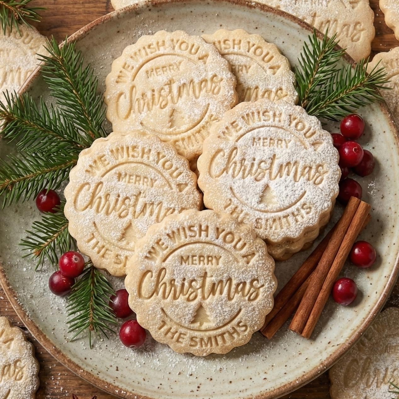 Personalized Christmas Cookie Cutter Stamp, Custom Family Name, Recipe Included