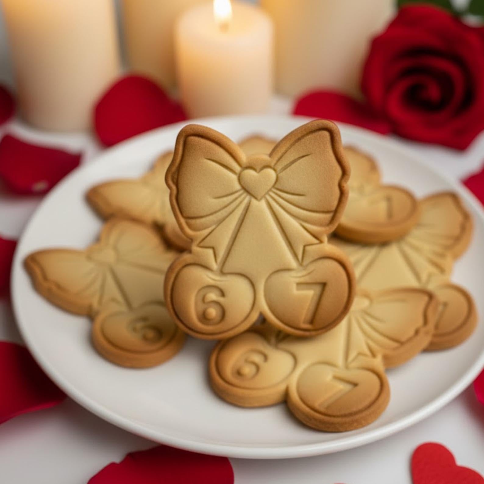 Coquette Cherry 67 Valentine Cookie Cutter, Valentine Funny, 67 Valentine, Valentine’s Cookie Cutters, Mini Heart Cookie