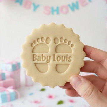Personalized Baby With Feet Custom Cookie Cutter & Stamp, Custom Cookie, Baby Shower Cutters, Cutter Stamp Set, Baby Shower Gift