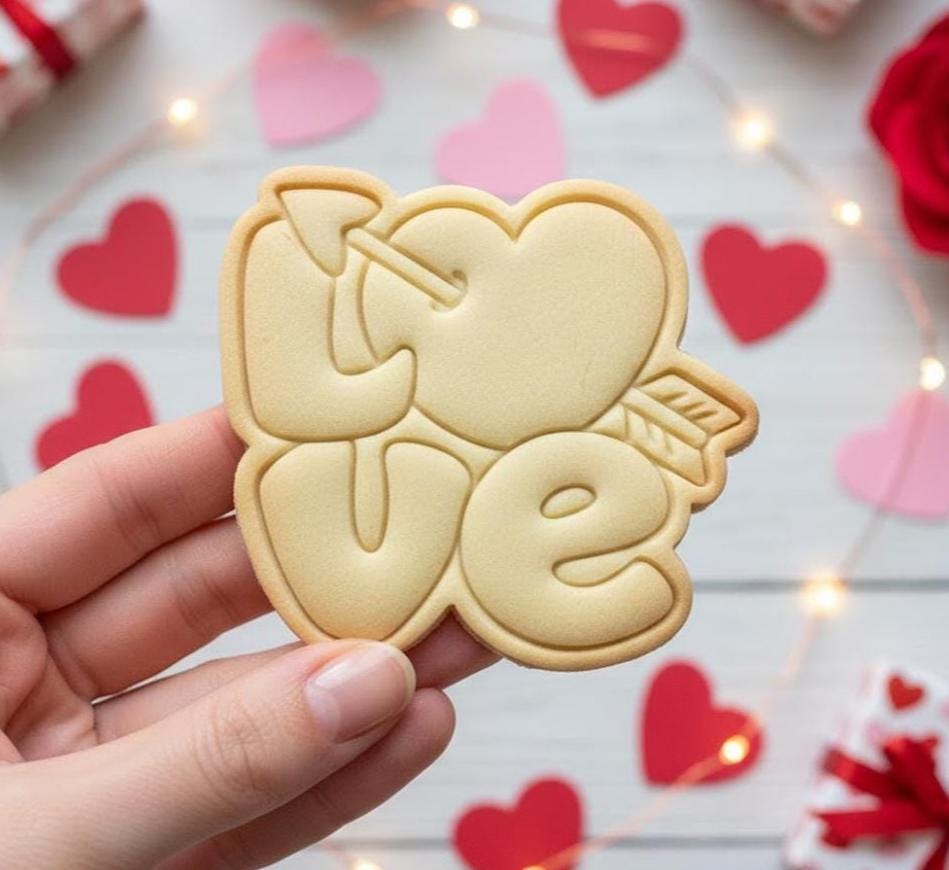 Love Valentine Cookie Cutter, Clay Cutter, Heart Valentine Stamp Cutter, Cookie Baking, XOXO Cookie, Valentine’s Gifts