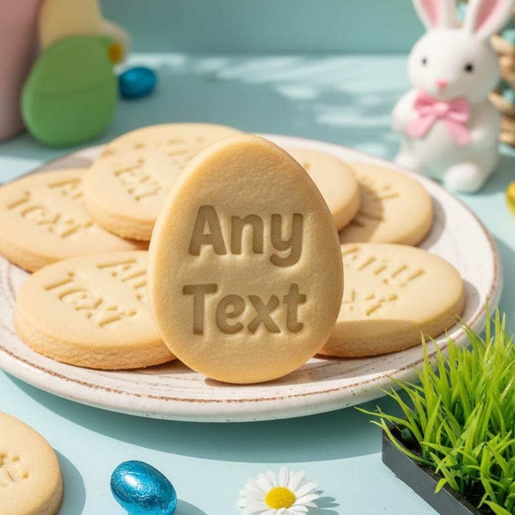 Any Text Custom Eggs Easter Cookie Cutter Stamp, Personalized Cookie, Easter Day Gifts, Bunny Cutter,  Easter Baking, Personalized Any Text