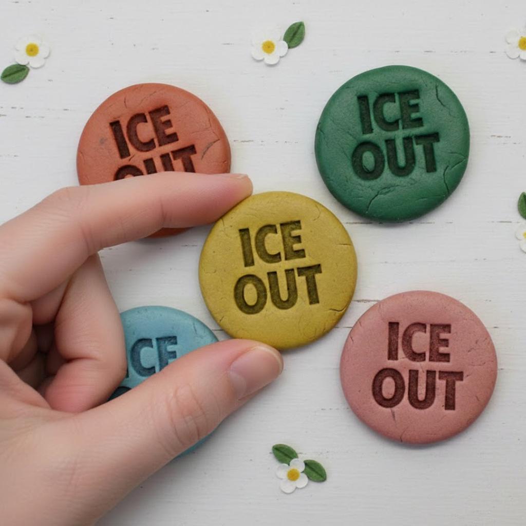 ICE OUT Circle Shaped Polymer Clay Cutter, Be Good Cookie Cutter, Ice Out Clay Cutter, Ice Out Pin, Gift For Protest, Cookie Stamp Cutter