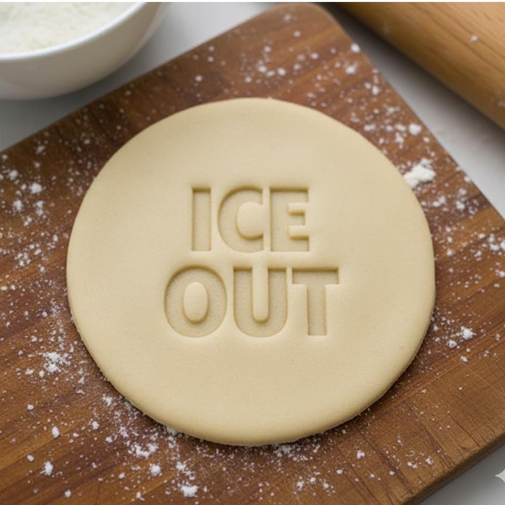 ICE OUT Circle Shaped Polymer Clay Cutter, Be Good Cookie Cutter, Ice Out Clay Cutter, Ice Out Pin, Gift For Protest, Cookie Stamp Cutter