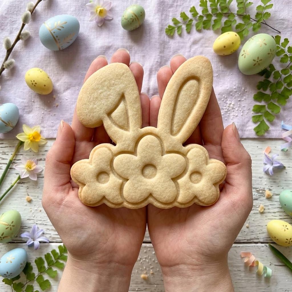 Bunny Floral Easter Cutter Stamp, Easter Day Gifts, Floral  Bunny, Easter Baking, Rabbit Easter Cookie, Rabbit Clay Cutter, Fondant Cutter
