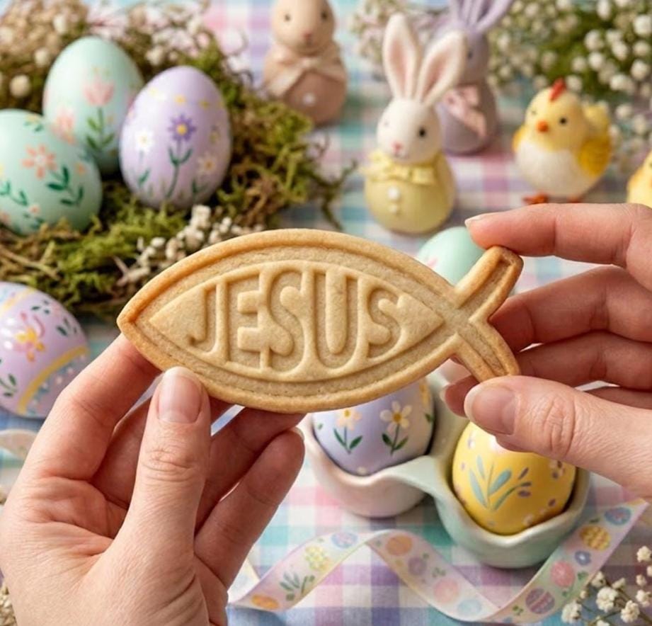 Jesus Fish Easter Cookie Cutter Stamp, Ichthys Cutter Stamp, Easter Day Gifts, Bunny Cutter, Easter Baking, Egg Clay Cutter, Fondant Cutter