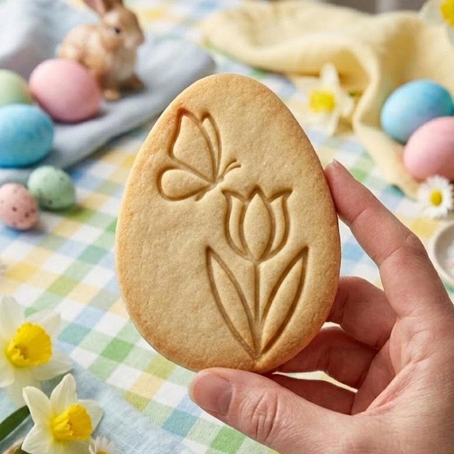Egg With Bunny Tulip Cookie Cutter, Bunny Cutter Stamp, Easter Cookie, Easter Day Gifts, Easter Baking, Fondant Cutter, Tulip Clay Cutter