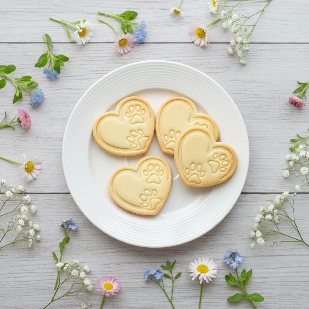 Love Heart Puppy Footprint Cookie Cutter, Dog Paw Cookie Cutter, Animal Cutter Stamp Set, Custom Cookie, 3D Printed, Animal Gifts
