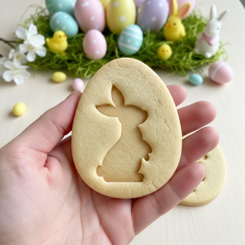 Eggs With Rabbit Easter Cookie Cutter Stamp, Personalized Cookie, Easter Day Gifts, Bunny Cutter,  Easter Baking, Bunny Clay Cutter