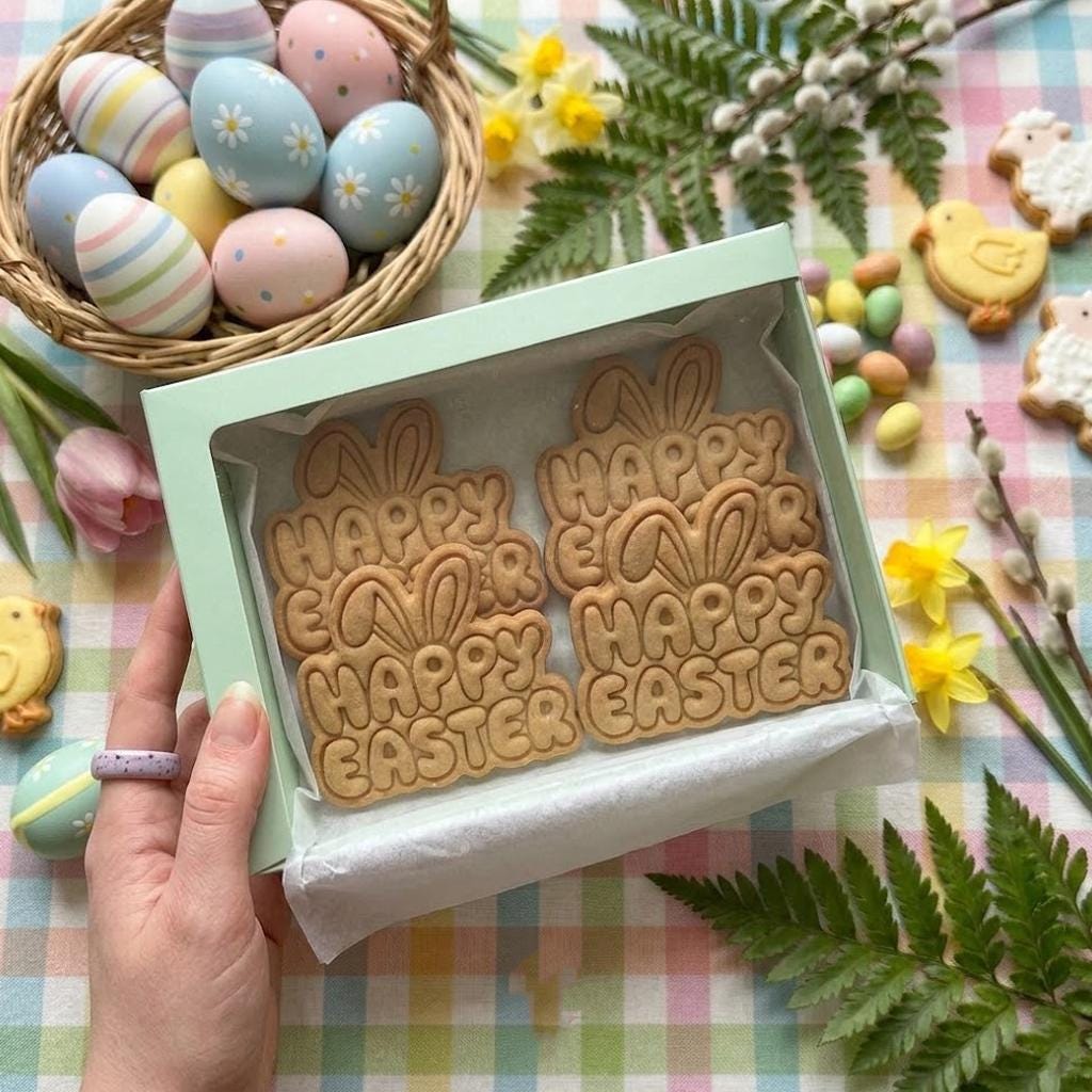 Happy Easter Cookie Cutter Stamp, Bunny Easter Cookie, Easter Day Gift, Bunny Cutter, Rabbit Clay Cutter, Easter Baking