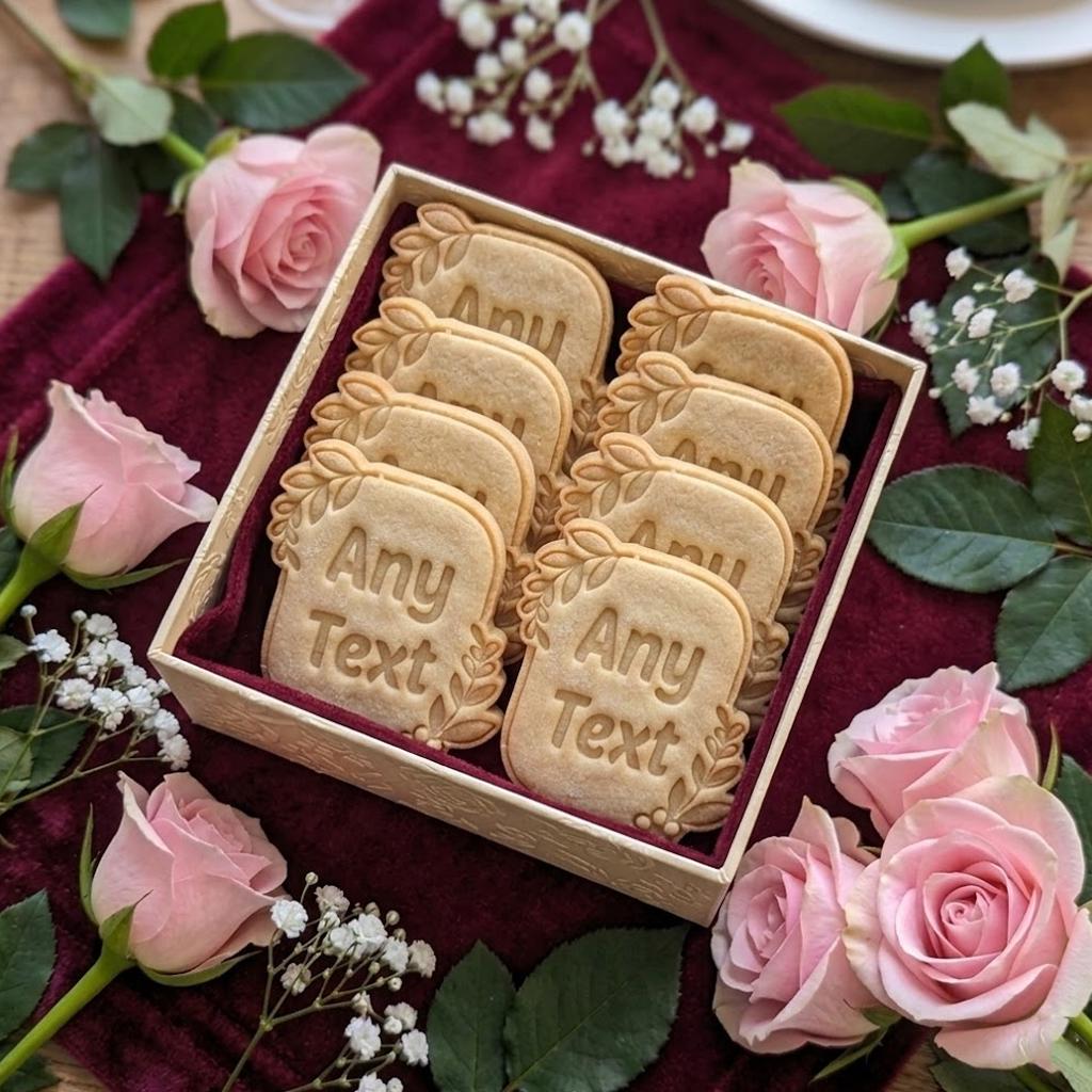 Any Text Custom With Floral Cookie Cutter & Stamp, Custom Cookie Cutter, Custom Wedding, Cookie Stamp, Fondant Cutter, Mother day Gifts