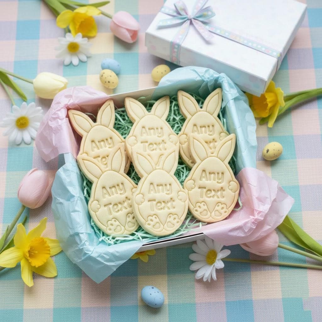 Custom Any Text Eggs With Rabbit Easter Cookie Cutter Stamp, Personalized Cookie, Easter Day Gifts, Bunny Cutter, Easter Baking
