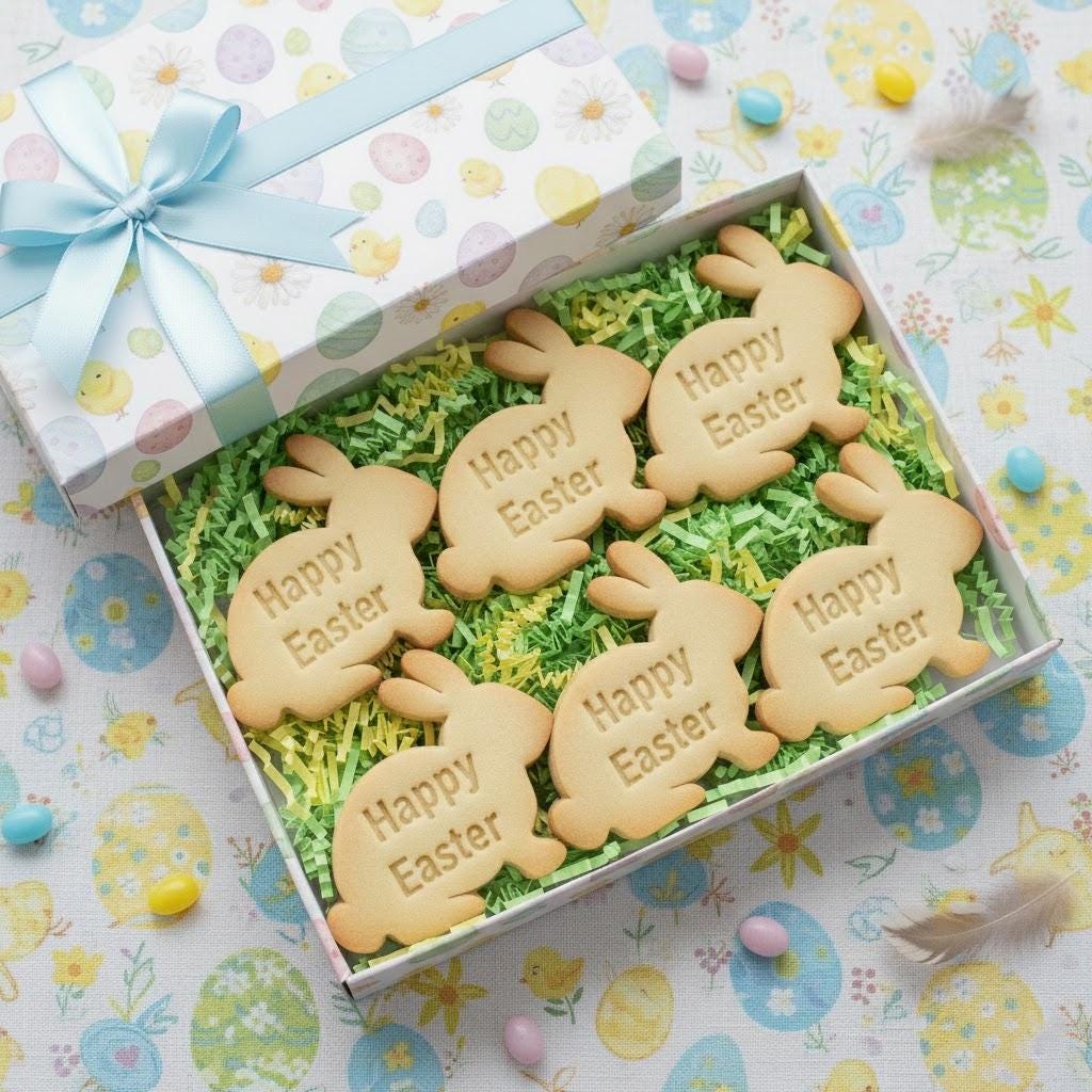 Any Text Custom With Rabbit Easter Cookie Cutter Stamp, Personalized Text Cookie Stamp, Easter Gifts, Easter Baking, Any Text Easter