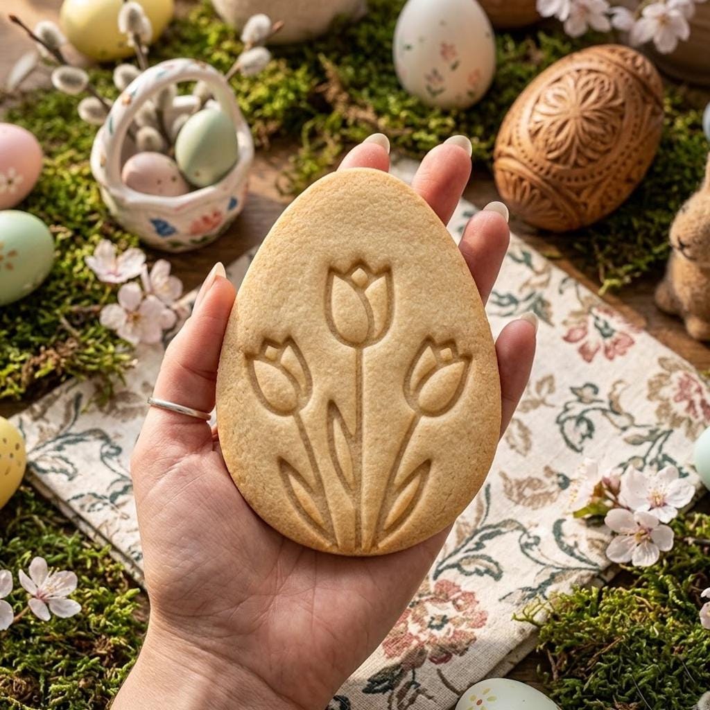 Eggs With Tulip Easter Cookie Cutter Stamp, Personalized Cookie, Easter Day Gifts, Bunny Cutter, Easter Baking, Bunny Cutter, Fondant Cutter