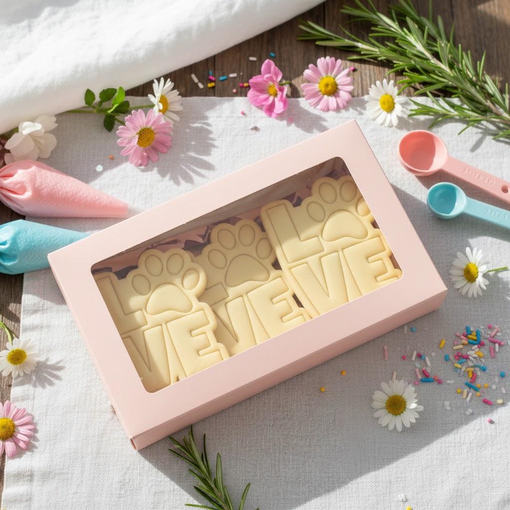 Love with Puppy Footprint Cookie Cutter, Love Dog Paw Cutter, Dog Paw Cookie Cutter, Animal Cutter Stamp Set, Custom Cookie, Animal Gifts