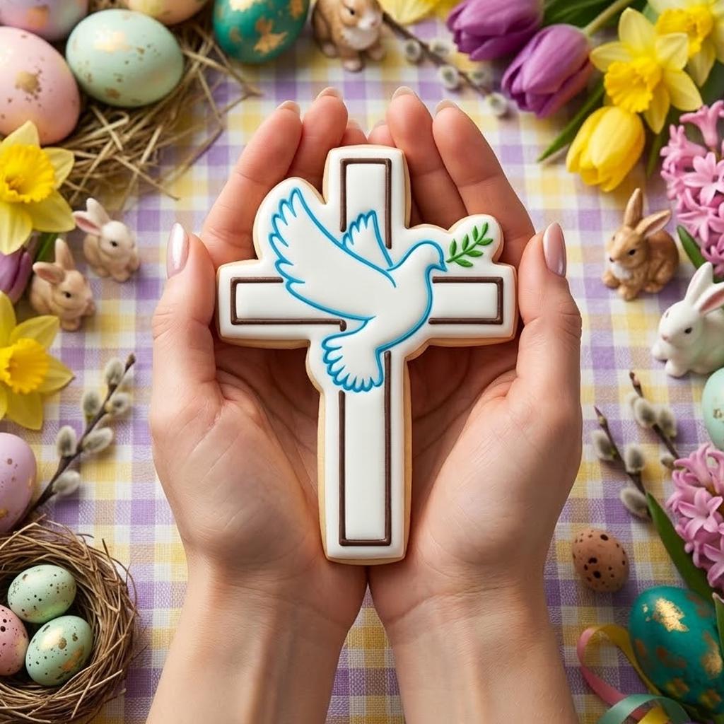 Cross with Spring Bird Cookie Cutter Stamp, Easter Day Gifts, Bunny Easter, Easter Baking, Rabbit Cookie, Spring Bird Cutter, Cross Cookie