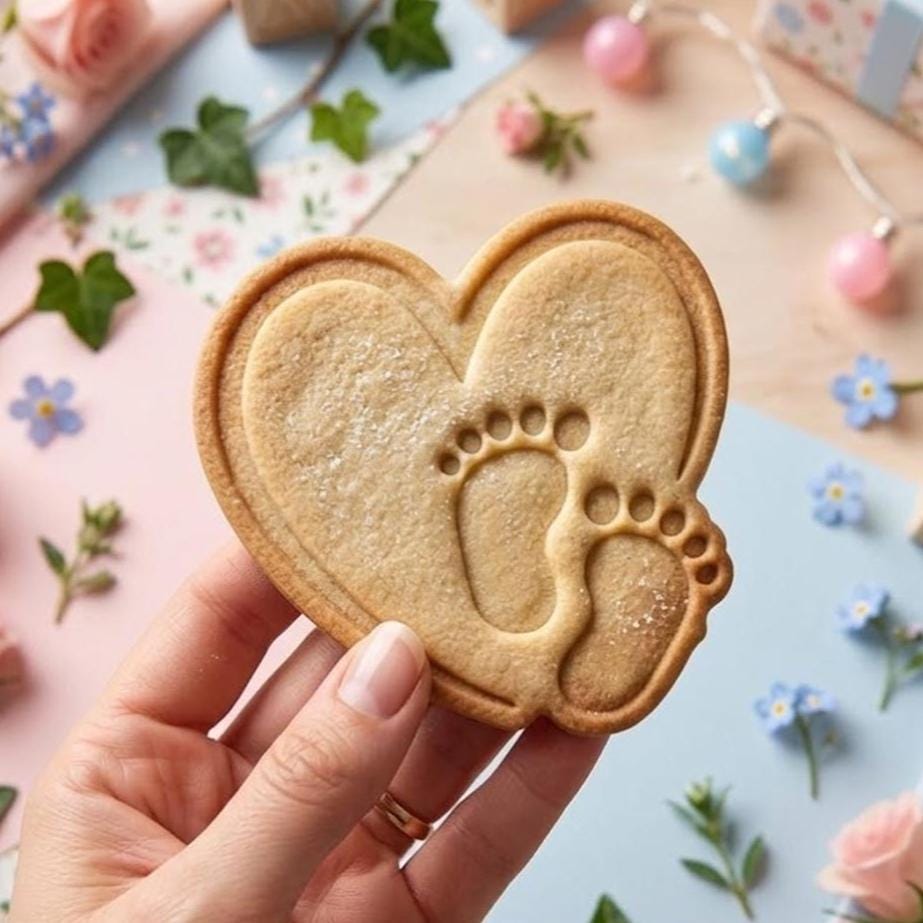 Heart with Feet Baby Shower Cookie Cutter, Baby Shower Cutters, Custom Cookie Cutter Stamp Set, Baby Gift, Gift For Birthday, Baby Gifts