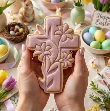 Cross with Lily Flowers Cookie Cutter Stamp, Easter Day Gifts, Bunny Easter, Easter Baking, Rabbit Cookie, Lily Cutter, Lily Easter