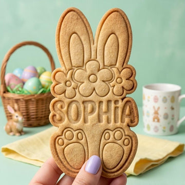 Personalized Bunny Cookie Cutter & Stamp, Custom Name Easter Bunny Cookie Stamp, Easter Bunny Cookie Cutter, Rabbit Cookie Cutter