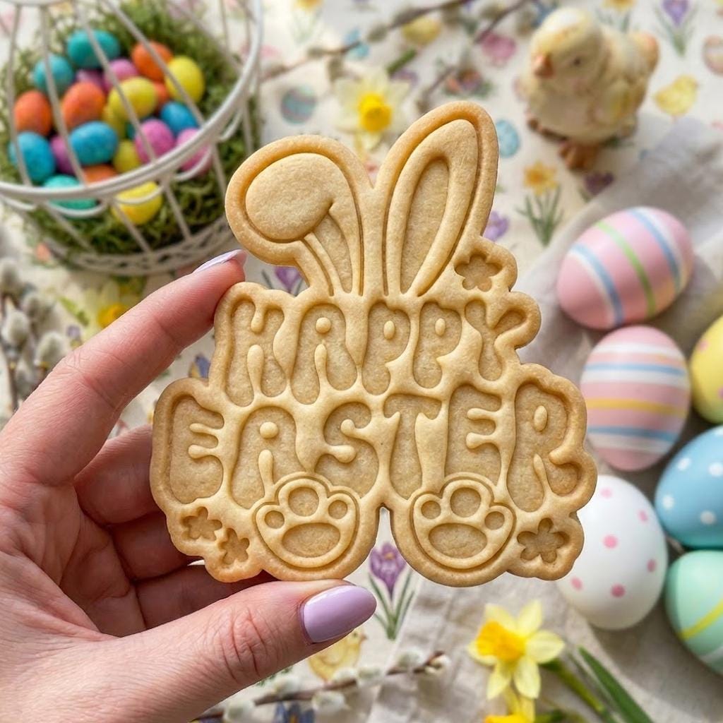 Happy Easter Cookie Cutter Stamp, Personalized Easter Cookie, Easter Day Gift, Bunny Cutter, Bunny Cutter, Rabbit Clay Cutter, Easter Baking
