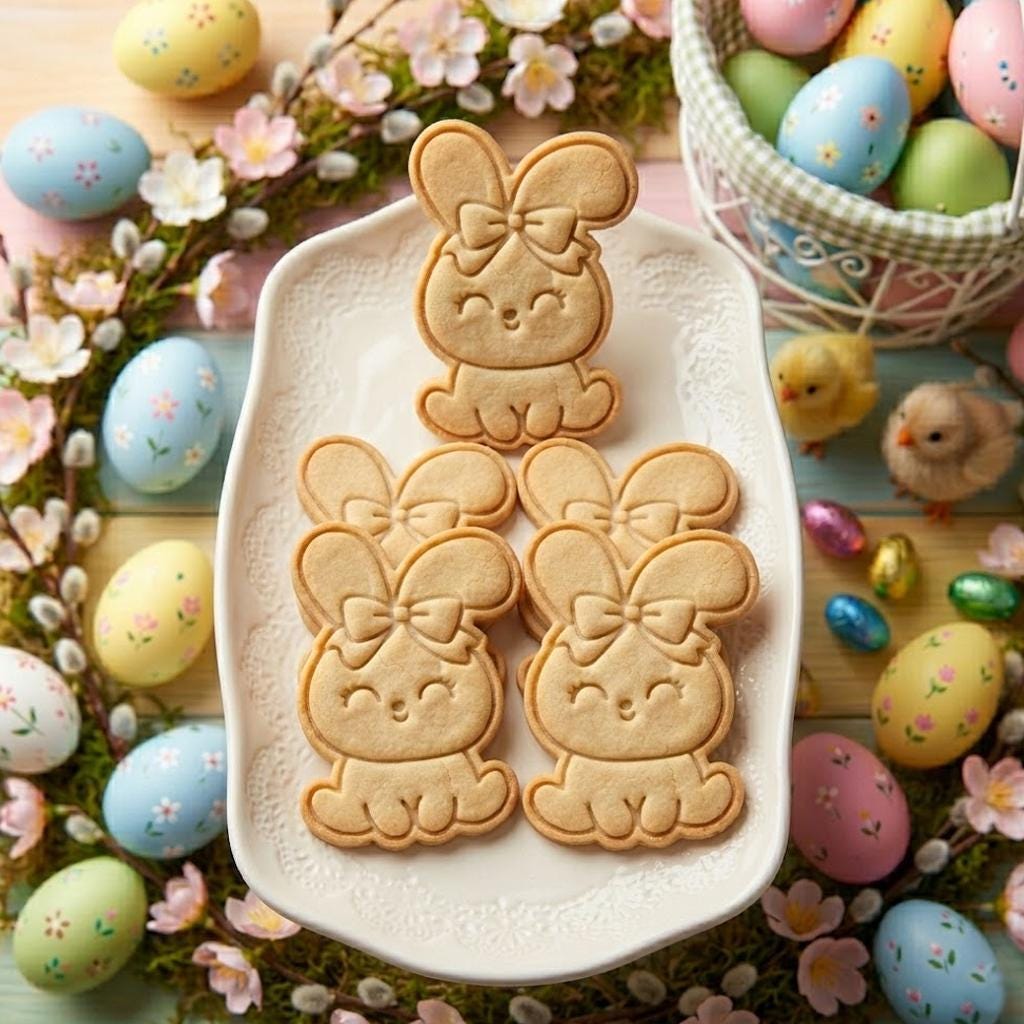 Bunny With Bow Cookie Cutter Stamp, Happy Easter, Personalized Easter Cookie, Easter Day Gifts, Bunny Cutter, Bunny Cutter, Easter Baking