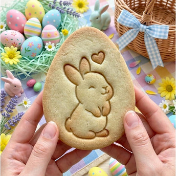 Eggs With Rabbit Heart Easter Cookie Cutter Stamp, Personalized Cookie, Easter Day Gifts, Bunny Cutter,  Easter Baking, Bunny Clay Cutter