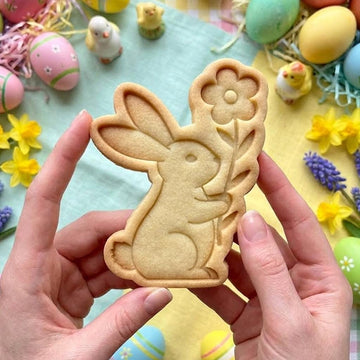 Bunny With Floral Easter Cookie Cutter Stamp, Easter Day Gifts, Bunny Cutter, Easter Baking, Rabbit Easter Cookie, Rabbit Clay Cutter