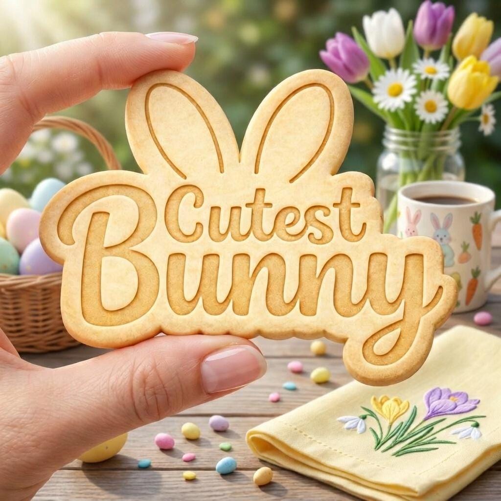 Cutest Bunny Cookie Cutter & Stamp, Easter Rabbit Cookie Stamp, Egg Cookie Cutter, Easter Cookie Gift