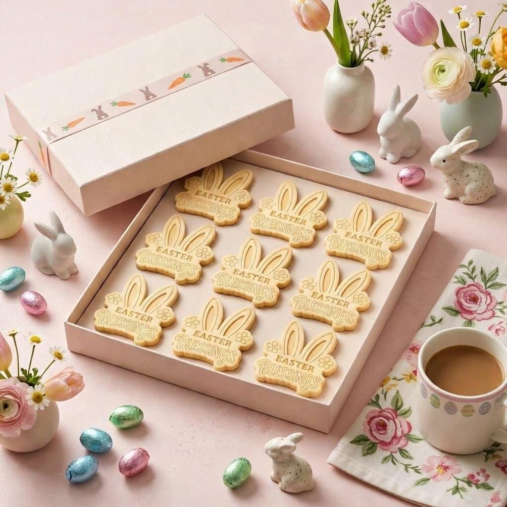 Easter Blessings Cookie Cutter & Stamp, Religious Bunny Cookie Stamp, Christian Cookie Cutter, Spring Easter Cookies