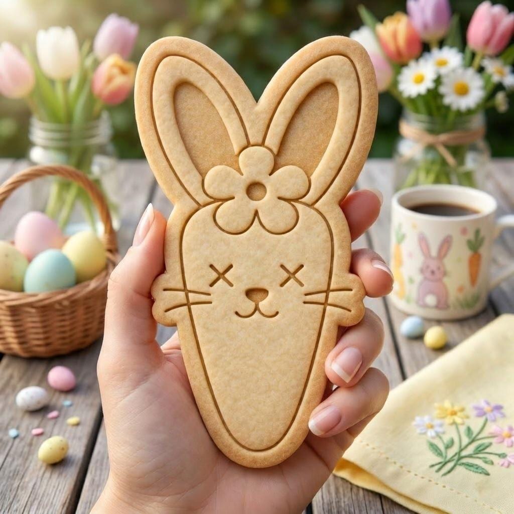 Cute Bunny Carrot Cookie Cutter, Easter Bunny Cookie Stamp, Spring Rabbit Cookie Cutter, Easter Basket Cookies