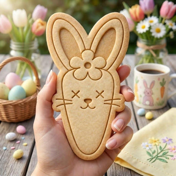 Cute Bunny Carrot Cookie Cutter, Easter Bunny Cookie Stamp, Spring Rabbit Cookie Cutter, Easter Basket Cookies