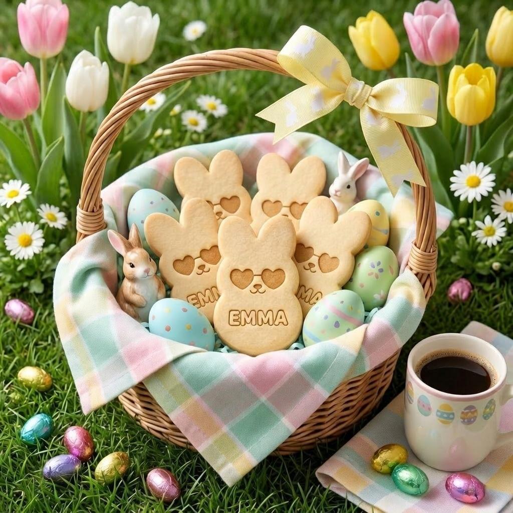 Personalized Bunny Cookie Cutter, Custom Name Bunny Cookie Stamp, Easter Bunny Cookie Cutter, Personalized Easter Cookie