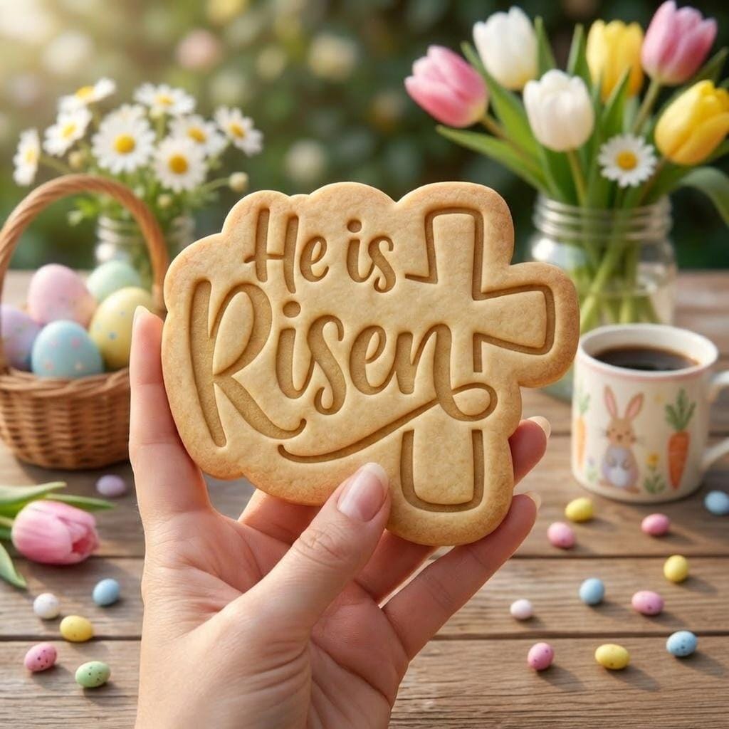 He Is Risen Cookie Cutter & Stamp, Easter Christian Cookie Cutter, Cross Easter Cookie Stamp, Religious Easter Stamp
