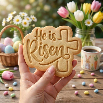 He Is Risen Cookie Cutter & Stamp, Easter Christian Cookie Cutter, Cross Easter Cookie Stamp, Religious Easter Stamp