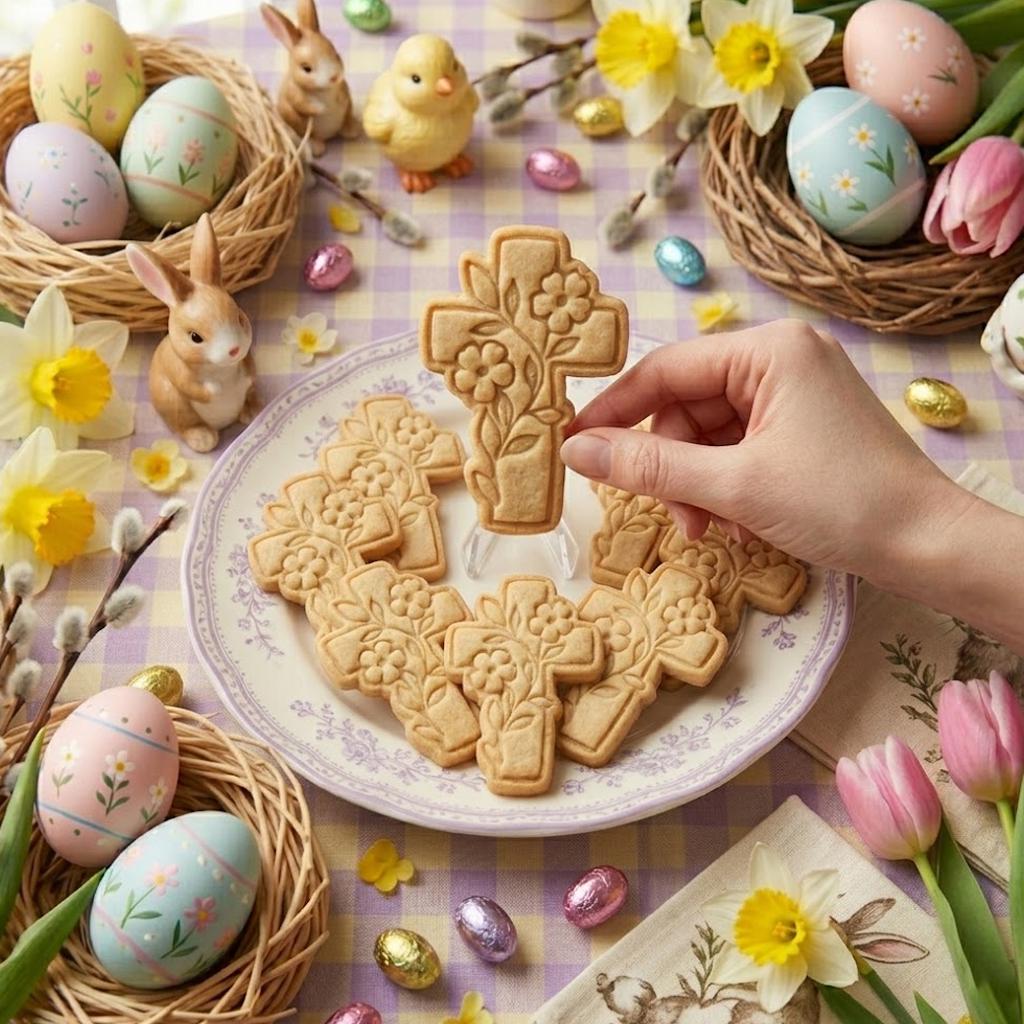 Cross with Flowers Cookie Cutter Stamp, Easter Day Gifts, Bunny Easter, Easter Baking, Rabbit Cookie, Rabbit Clay Cutter