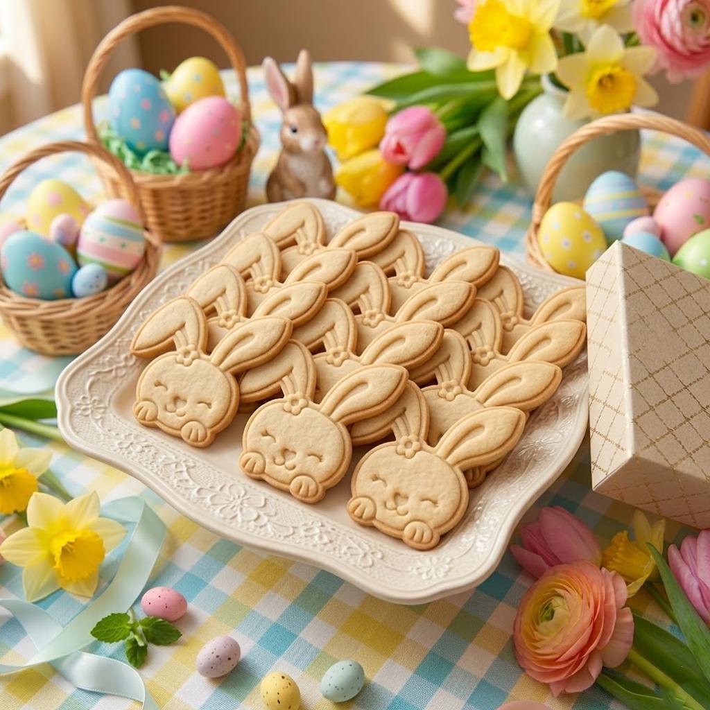 Cute Rabbit With Froral Easter Cutter Stamp, Easter Day Gifts, Bunny Cutter, Easter Baking, Rabbit Easter Cookie, Egg With Rabbit