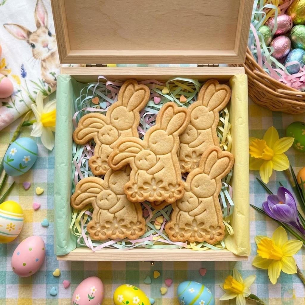 Easter Cute Rabbit Heart Floral Cutter & Stamp, Easter Day Gifts, Bunny Cutter, Easter Baking, Rabbit Easter Cookie, Egg With Rabbit