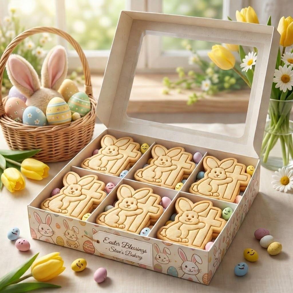 Cross Easter Bunny Cookie Cutter & Stamp, Bunny with Cross Cookie Cutter, Religious Christian Cookie Stamp, Easter Bunny Stamp