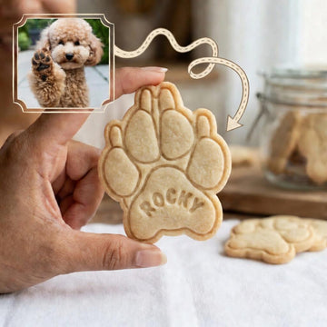 Personalized Dog Cat Paw Cookie Cutter and Stamp, Custom Pet Paw Cookie Cutter with Name, Dog Cat Paw Cookie Stamp