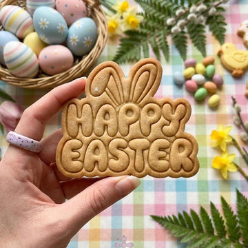 Happy Easter Cookie Cutter Stamp, Bunny Easter Cookie, Easter Day Gift, Bunny Cutter, Rabbit Clay Cutter, Easter Baking