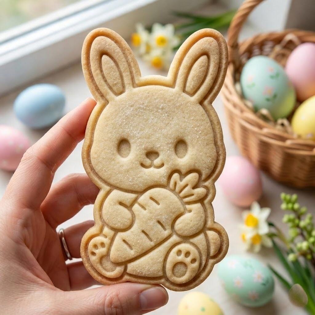 Bunny Holding Carrot Cookie Cutter & Stamp, Easter Bunny Cookie Stamp, Easter Spring Bunny Cookie Cutter
