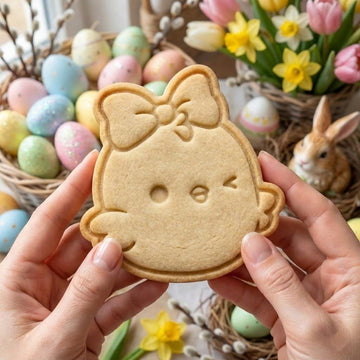 Cute Easter Chick Cookie Cutter & Stamp with Bow, Easter Chick Cookie Stamp, Easter Cookie Cutter