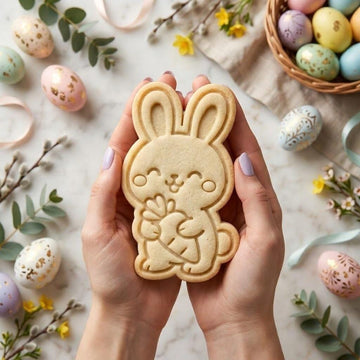 Easter Bunny Cookie Cutter & Stamp, Cute Bunny Holding Egg Cookie Cutter, Easter Cookie Stamp