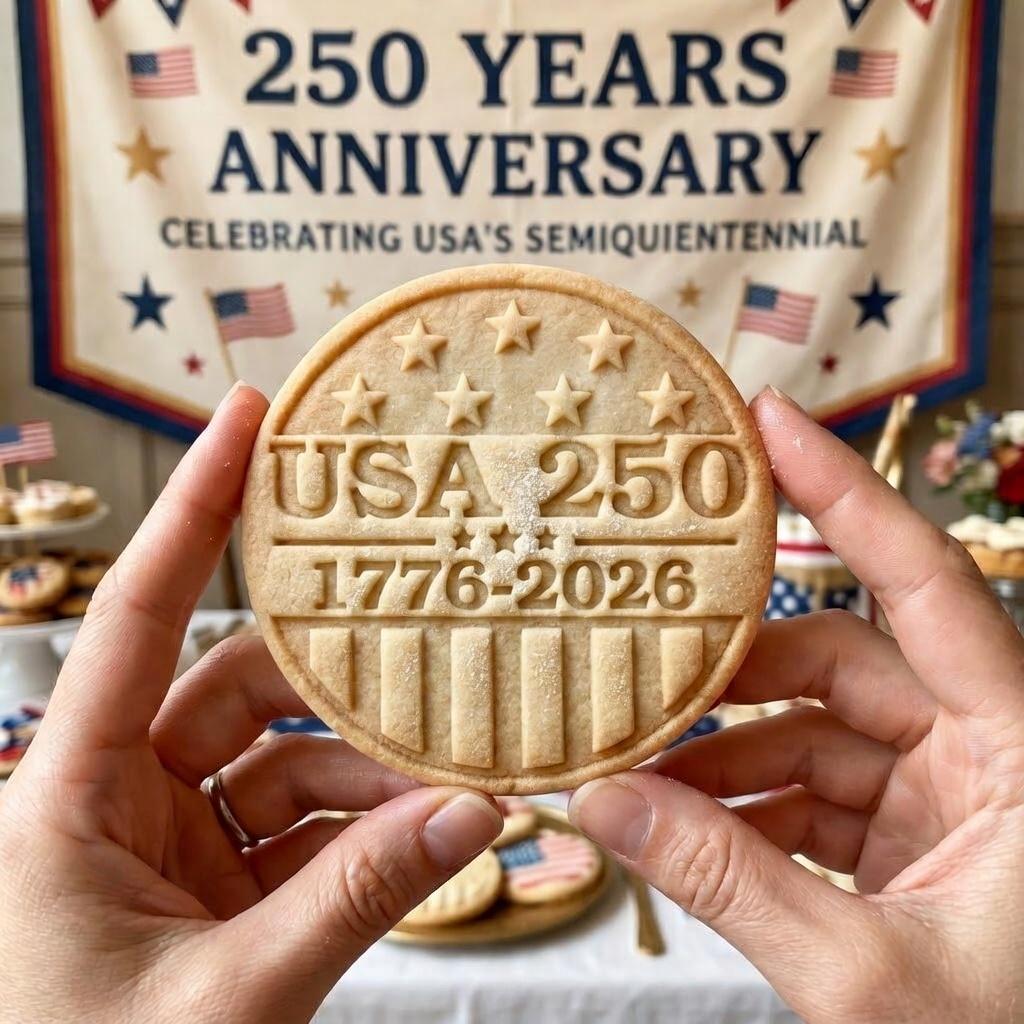 USA 250 Cookie Cutter & Stamp, America 250 Anniversary Cookie Cutter, Independence Day Patriotic Shield Cookie Stamp