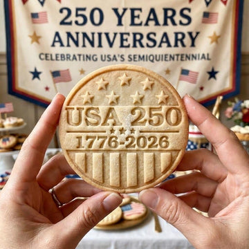 USA 250 Cookie Cutter & Stamp, America 250 Anniversary Cookie Cutter, Independence Day Patriotic Shield Cookie Stamp