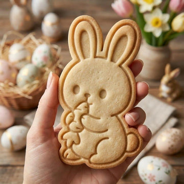 Cute Bunny Carrot Cookie Cutter & Stamp, 3D Easter Rabbit Biscuit Cutter, Spring Baking Cookie Stamp