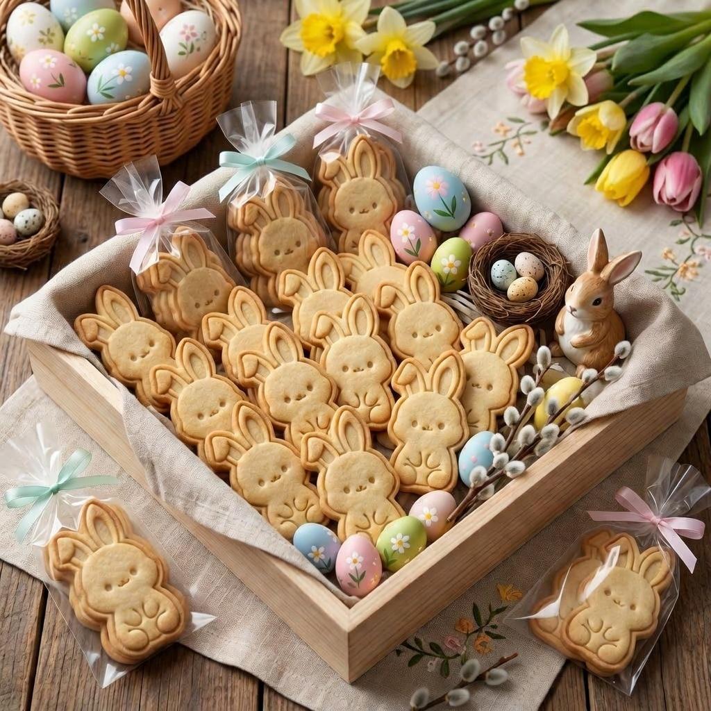 Easter Bunny Cookie Cutter & Stamp, Floppy Ear Rabbit Biscuit Cutter, Spring Cookie Stamp