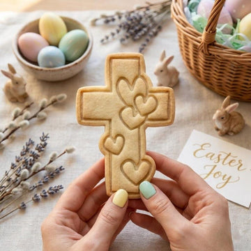 Christian Cross Heart Cookie Cutter & Stamp, Easter Religious Biscuit Cutter, Faith Based Baking Stamp