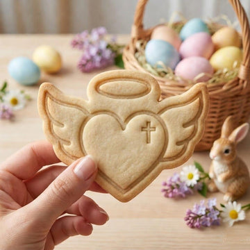 Angel Wings Cookie Cutter and Stamp, Easter Heart Cross Cookie Stamp, Christian Religious Biscuit Cutter