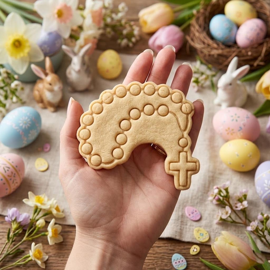 Rosary Christian Cookie Cutter Stamp, Easter Day Gifts, Bunny Cutter, Easter Baking, Rabbit Easter Cookie, Rabbit Clay Cutter, Rosary Cutter